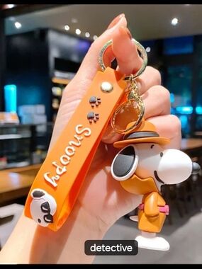 Snoopy Detective Orange Keychain Card Holder